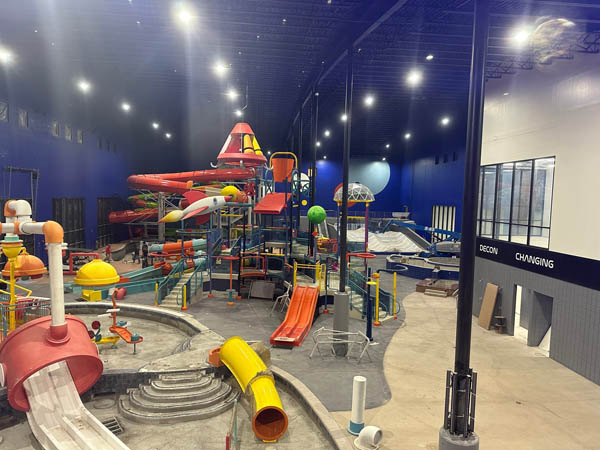 Blast Off Bay indoor waterpark structure