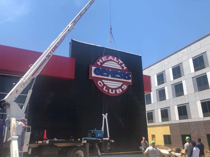 Genesis Health Clubs sign installation in Goddard