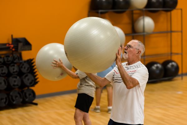 Training during a senior fitness class